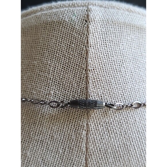 925 Sterling Silver Beaded Garnet Pendant Necklace Vintage - Picture 7 of 10